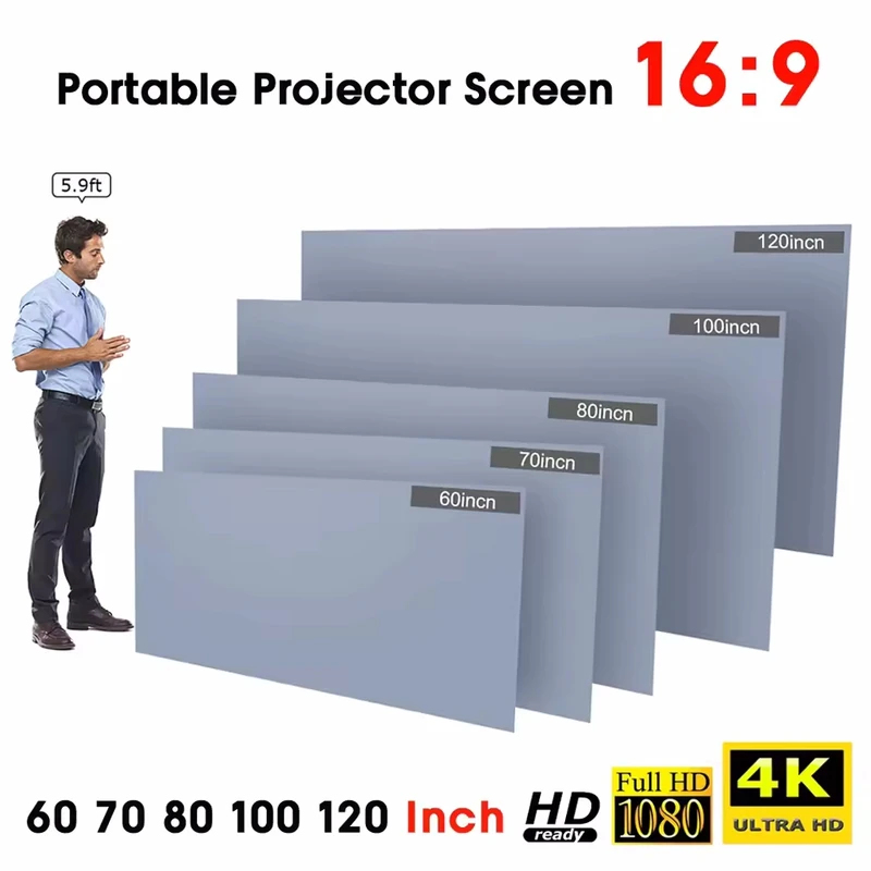 Projector Screen 100 Inch - Schermo per Proiettore Portatile Anti-Luce, Telo