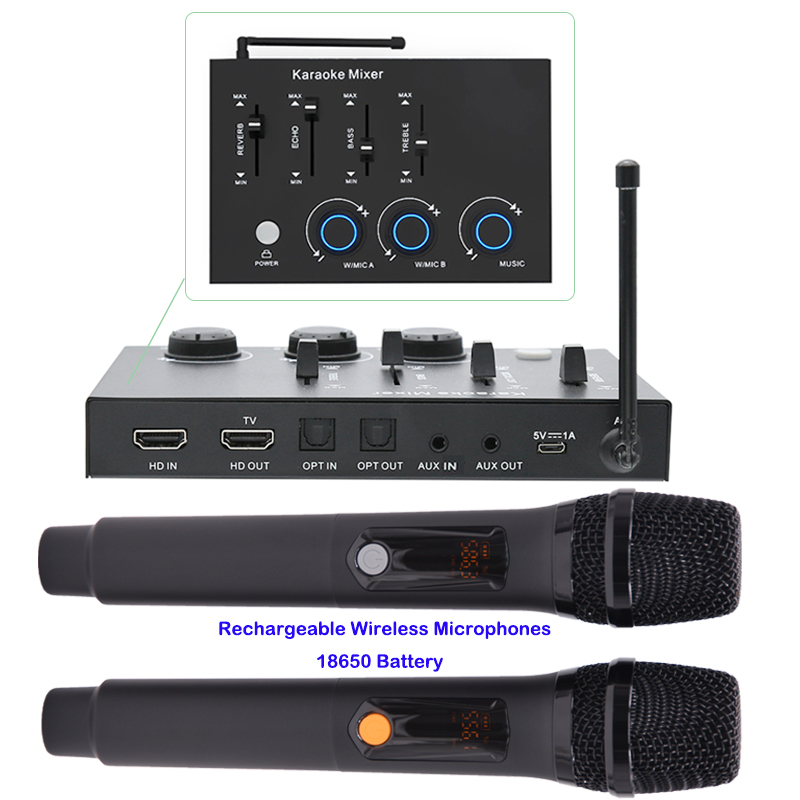 Home Cinema Gadgets - Mixer Karaoke con Microfono Wireless Ricaricabile
