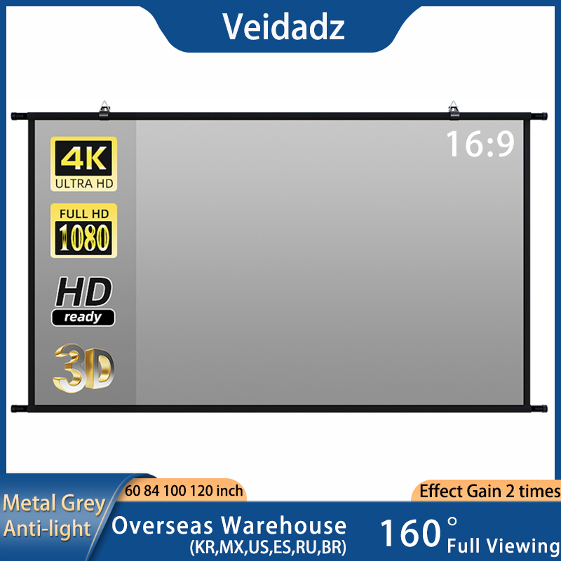 Projector Screen 100 Inch - VEIDADZ Schermo per proiettore Montaggio a