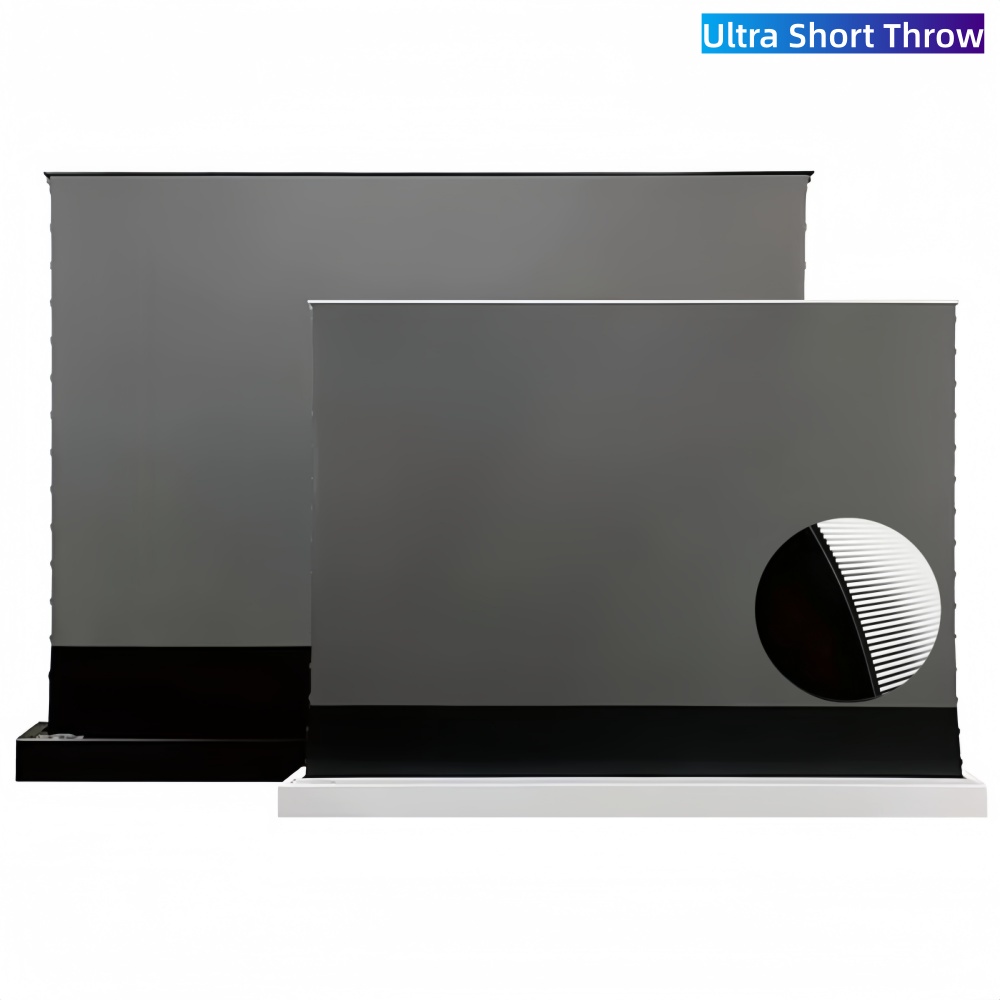 Home Cinema Ultra Short Throw Projector - Schermo Elettrico Tensionato da Pavimento da